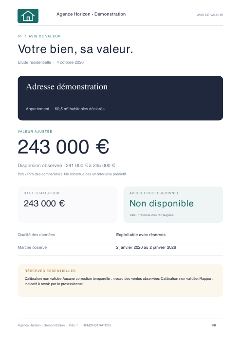Couverture du PDF généré pour Agence Horizon Démonstration